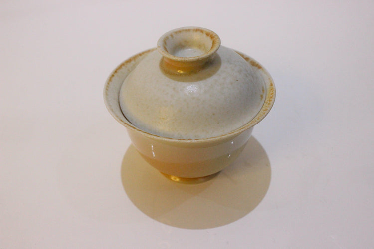 Covered Tea Cup, handmade wood firing ceramics - Amber Sealed - Modern Chinese Jewelry & Craft