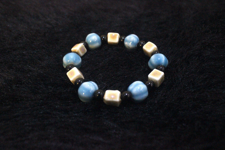 Azure Retreat Bracelet - Clarity and Serenity - Amber Sealed - Modern Chinese Jewelry & Craft