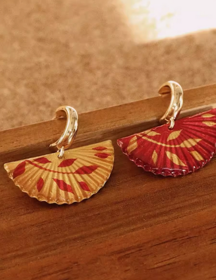 handmade_earrings_silver_chinese_folding_fan_design_red_gold2